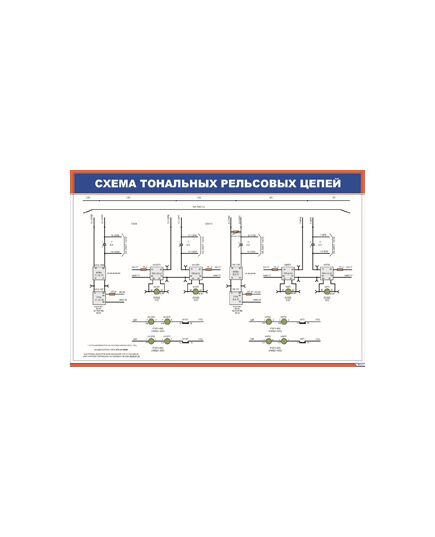 Схема тональных рельсовых цепей (900 х 600 мм, ламинированный, с пластиковым профилем и стальным крючком)