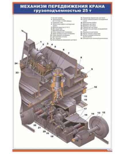 Механизм передвижения крана грузоподъемностью 25 т (600 х 900 мм, ламинированный, с пластиковым профилем и стальным крючком)