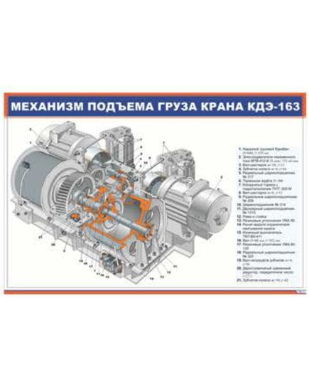 Механизм подъема груза крана КДЭ-163 (900 х 600 мм, ламинированный, с пластиковым профилем и стальным крючком)