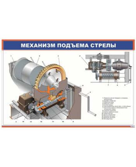 Механизм подъема стрелы (900 х 600 мм, ламинированный, с пластиковым профилем и стальным крючком)