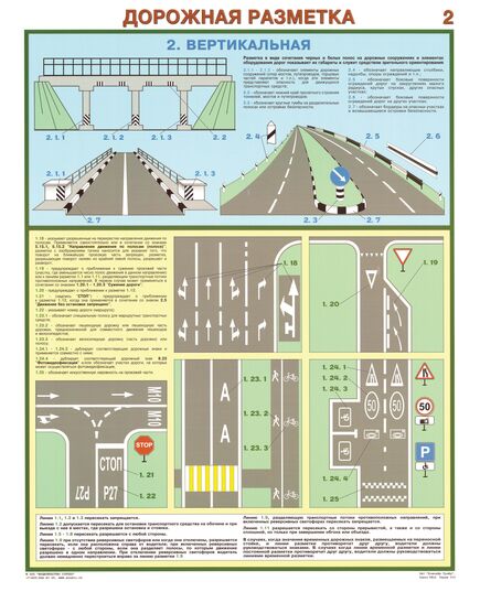 Комплект плакатов: Дорожная разметка, 2 листа, формат А2, ламинированные.