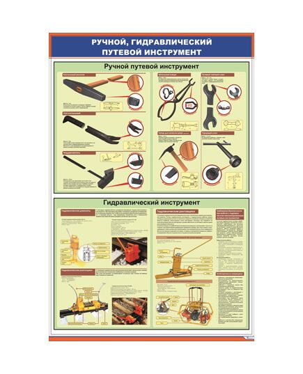 Плакат: Ручной, гидравлический путевой инструмент (600 х 900 мм, ламинированный, с пластиковым профилем и стальным крючком)