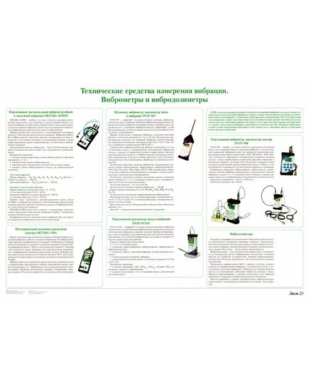 Плакат: Технические средства измерения вибрации. Виброметры и вибродозиметры (лист 23). формат А1, ламинированный. - Вредные факторы рабочей среды на железнодорожном транспорте, Железнодорожный транспорт -  1