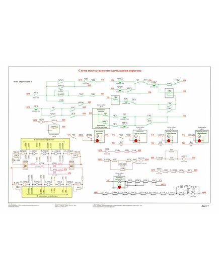 Плакат: Схема искусственного размыкания перегона (лист 7), плакат формат А3, - Автоблокировка с ТРЦ и централизованным размещением аппаратуры, Железнодорожный транспорт -  1