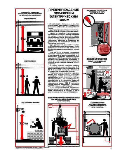 Плакат: Предупреждение поражений электрическим током, 1 штука, формат А2, ламинированный - Энергетика, Электробезопасность, Плакаты (различные типоразмеры) -  1