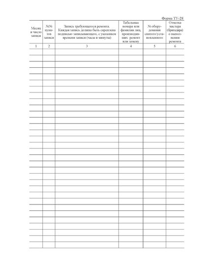 Книга записей ремонта локомотивов, моторвагонного состава, железнодорожных кранов (форма ТУ-28) (100 стр., прошитая, тв.переплет) - Локомотивы и локомотивное хозяйство, (ЦТ, ЦТР), Железнодорожный транспорт -  2
