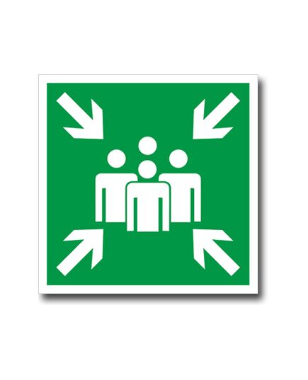 Пункт сбора (наклейка фотолюминесцентный) 200*200 мм - Эвакуационные знаки, (E), Знаки безопасности (самоклейка, пластик, металл) -  1