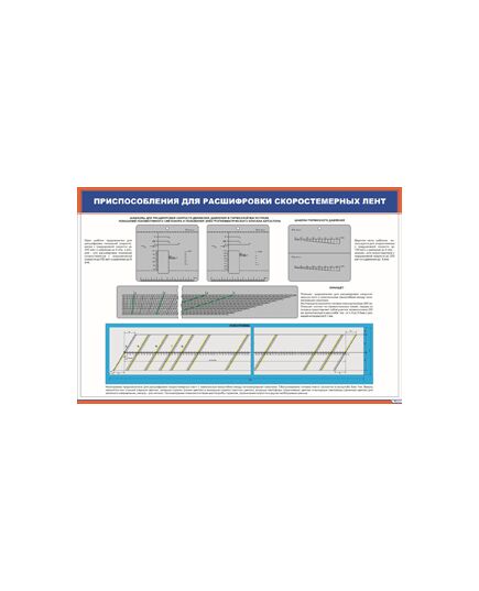 Плакат: Приспособление для расшифровки скоростемерных лент (900 х 600 мм, ламинированный, с пластиковым профилем и стальным крючком) - Автотормоза подвижного состава, Железнодорожный транспорт -  1