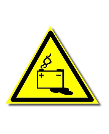 Осторожно. Аккумуляторные батареи (пластик) 200*200 мм - Предупреждающие знаки (W), Знаки безопасности (самоклейка, пластик, металл) -  1