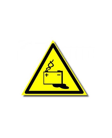 Осторожно. Аккумуляторные батареи (пластик) 200*200 мм - Предупреждающие знаки (W), Знаки безопасности (самоклейка, пластик, металл) -  2