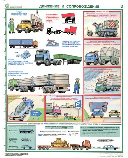 Комплект плакатов: Перевозка крупногабаритных и тяжеловесных грузов автомобильным транспортом, 4 листа, формат А2, ламинированные - Автомобильный транспорт, Плакаты (различные типоразмеры) -  3