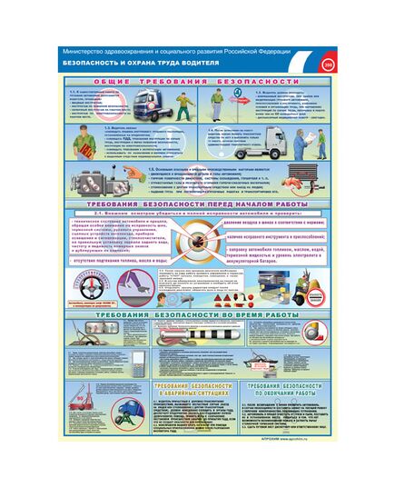 Комплект плакатов: Безопасность дорожного движения и охрана труда водителя, 2 штуки, формат А3, размер 297 x 420, ламинированные - Автомобильный транспорт, Плакаты (различные типоразмеры) -  1