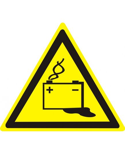 Осторожно. Аккумуляторные батареи (пластик) 50*50 мм - Предупреждающие знаки (W), Знаки безопасности (самоклейка, пластик, металл) -  1