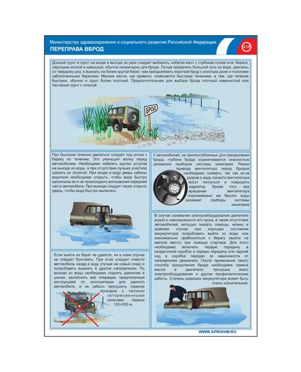 Комплект плакатов: Ледовые переправы, переправы вброд, 4 штуки, формат А3, размер 297 x 420, ламинированные - Автомобильный транспорт, Плакаты (различные типоразмеры) -  1