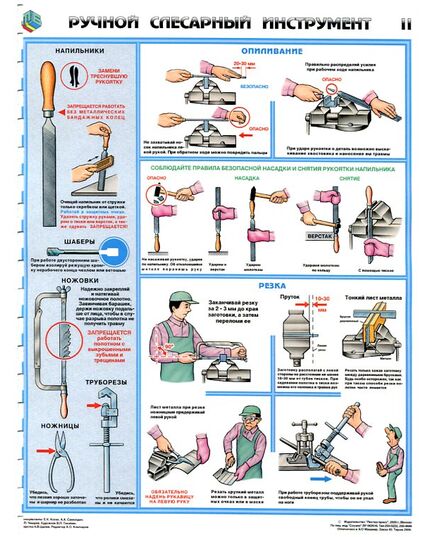 Комплект плакатов: Ручной слесарный инструмент, 3 листа,  формат А2, ламинированные - Охрана труда, Безопасность работ, Плакаты (различные типоразмеры) -  1