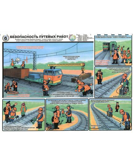 Комплект плакатов: Безопасность путевых работ. 6 листов, формат А2, ламинированные - Путь и путевое хозяйство, (ЦП), Железнодорожный транспорт -  3