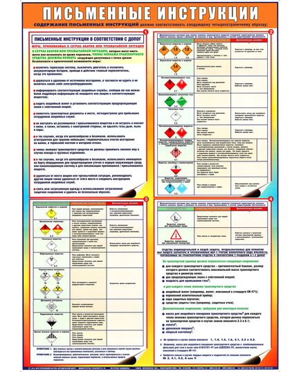 Плакат: Письменные инструкции в соответствии с ДОПОГ (А1, ламинированный) - Автомобильный транспорт, Плакаты (различные типоразмеры) -  1