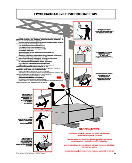 Плакат: Грузозахватные приспособления , 1 штука, формат А2, ламинированный - Подъемные сооружения, Плакаты (различные типоразмеры) -  1