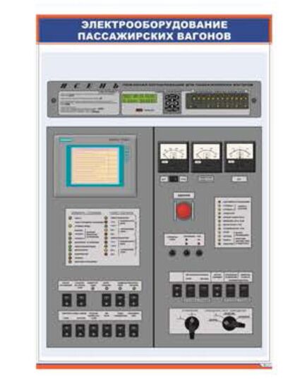 Плакат: Панель управления распределительного шкафа вагона 47КК постройки с 1986 г. (600 х 900 мм, ламинированный, с пластиковым профилем и стальным крючком) - Хозяйство пассажирских перевозок, Железнодорожный транспорт -  1