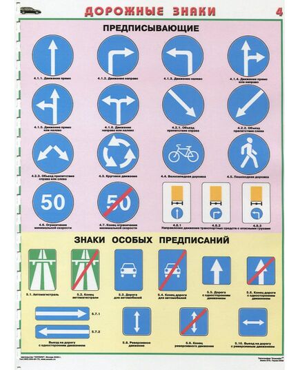 Комплект плакатов: Знаки дорожного движения, 8 листов, формат А2, ламинированные. - Автомобильный транспорт, Плакаты (различные типоразмеры) -  4