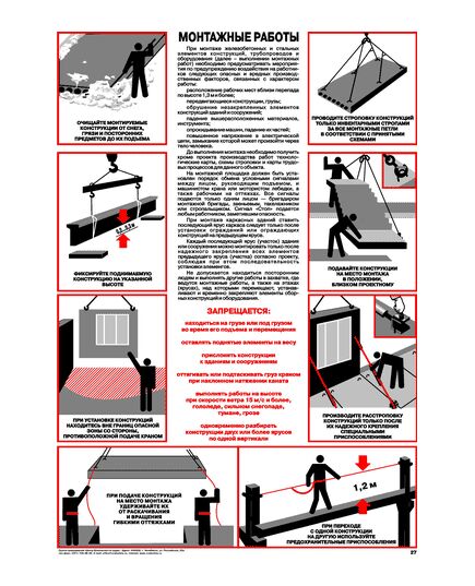 Плакат: Монтажные работы, 1 штука, формат А2, ламинированный - Строительство, Плакаты (различные типоразмеры) -  1