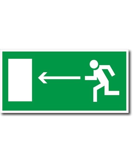 Направление к эвакуационному выходу налево (пластик) 150*300 мм - Эвакуационные знаки, (E), Знаки безопасности (самоклейка, пластик, металл) -  1