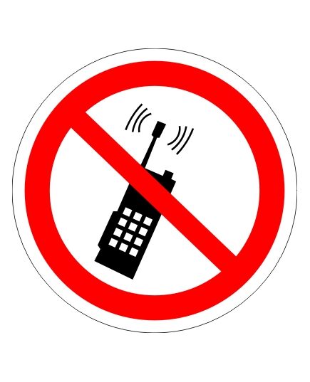 Запрещается пользоваться мобильным (сотовым) телефоном или переносной рацией (металл) 200*200 мм - Запрещающие знаки (Р), Знаки безопасности (самоклейка, пластик, металл) -  1