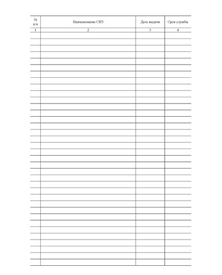 Журнал выдачи средств индивидуальной защиты (приложение к Межотраслевым правилам обеспечения работников СИЗ)  (прошитый, 100 страниц) - Охрана труда, Безопасность работ, Журналы (Твердая, мягкая обложка, прошитые) -  1