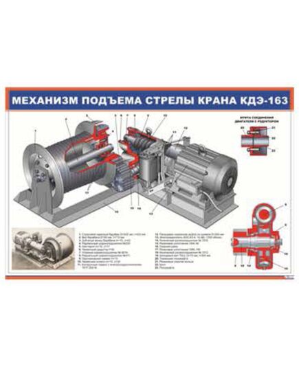 Механизм подъема стрелы крана КД-163 (900 х 600 мм, ламинированный, с пластиковым профилем и стальным крючком) - Электровозы переменного тока, Механическое оборудование, Железнодорожный транспорт -  1