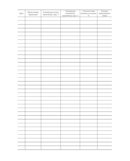 Журнал регистрации температуры и влажности воздуха. Приложение № 8 к пункту 2.9.8 Правил использования и содержания средств индивидуальной защиты, приборов радиационной, химической разведки и контроля, утв. Приказом МЧС России от 27.05.2003 № 285 в редакции Приказа МЧС России от 30.11.2015 № 618 (книжный, 100 стр., прошитый) - Гражданская оборона и черезвычайные ситуации, Журналы (Твердая, мягкая обложка, прошитые) -  1