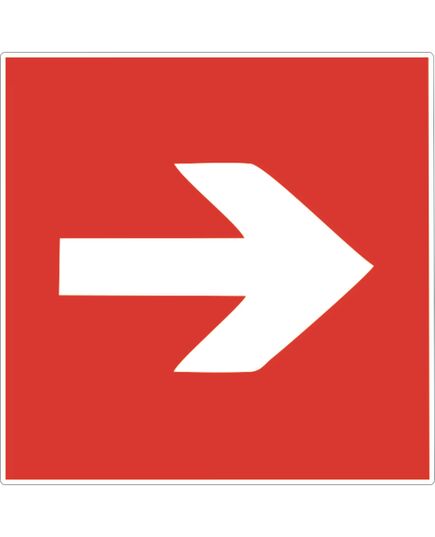 Направляющая стрелка направо, красная (пластик) 150*150 мм - Эвакуационные знаки, (E), Знаки безопасности (самоклейка, пластик, металл) -  1