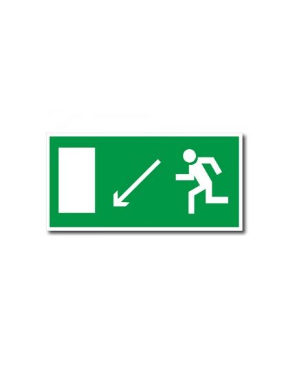 Направление к эвакуационному выходу налево вниз (самоклейка) 150*300 мм - Эвакуационные знаки, (E), Знаки безопасности (самоклейка, пластик, металл) -  1