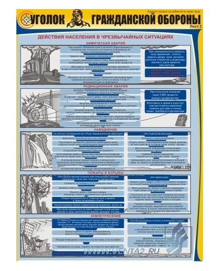 Комплект плакатов: Уголок гражданской обороны, 3 штуки, формат А2, ламинированные - Гражданская оборона и черезвычайные ситуации, Плакаты (различные типоразмеры) -  1