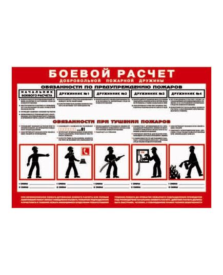 С-БР "Боевой расчет" добровольной пожарной дружины, 35*50 см. - Знаки пожарной безопасности (F), Знаки безопасности (самоклейка, пластик, металл) -  1
