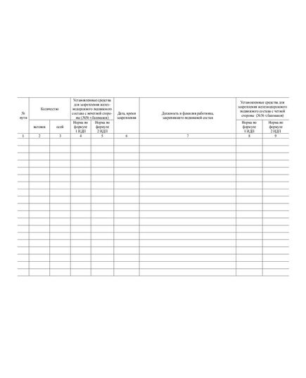 Журнал учета тормозных башмаков, используемых для закрепления железнодорожного подъездного состава (100 страниц, прошитый) - Вагоны и вагонное хозяйство, (ЦВ, ЦЛ), Железнодорожный транспорт -  3