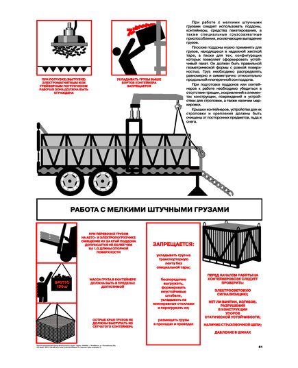 Плакат: Работа с мелкими штучными грузами  , 1 штука, формат А2, ламинированный - Подъемные сооружения, Плакаты (различные типоразмеры) -  1