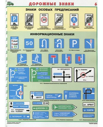 Комплект плакатов: Знаки дорожного движения, 8 листов, формат А2, ламинированные. - Автомобильный транспорт, Плакаты (различные типоразмеры) -  4