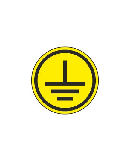 Заземлено круглый (самоклейка) 90*90 мм - Знаки по электробезопасности (Т), Знаки безопасности (самоклейка, пластик, металл) -  2