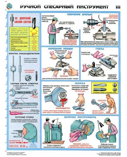 Комплект плакатов: Ручной слесарный инструмент, 3 листа,  формат А2, ламинированные - Охрана труда, Безопасность работ, Плакаты (различные типоразмеры) -  3