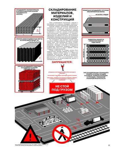 Плакат: Складирование материалов, изделий и конструкции, 1 штука, формат А2, ламинированный - Строительство, Плакаты (различные типоразмеры) -  1