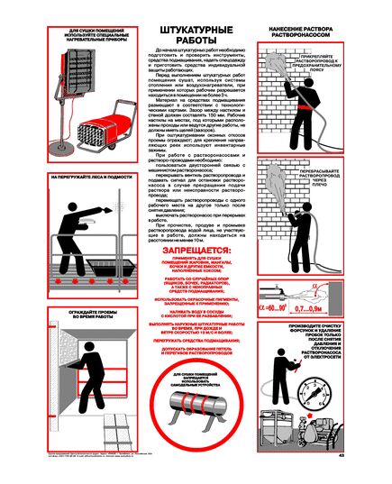 Плакат: Штукатурные работы, 1 штука, формат А2, ламинированный - Строительство, Плакаты (различные типоразмеры) -  1