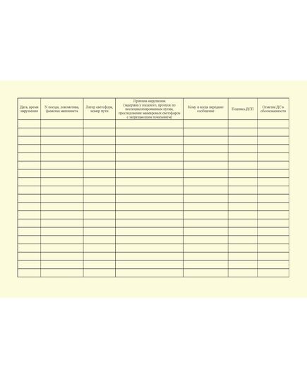 Журнал учета нарушений при поездной и маневровой работе. Форма утв. Распоряжением ОАО "РЖД" от 30.03.2018 № 655/р (альбомный, прошитый, 100 стр.) - Высокоскоростное/скоростное движение, Железнодорожный транспорт -  2