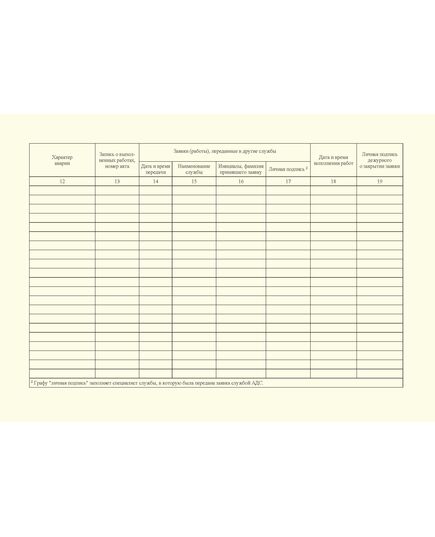 Журнал аварийных заявок. Приложение 2 к ГОСТ 34741-2021. Системы газораспределительные. Требования к эксплуатации сетей газораспределения природного газа (альбомный, прошитый, 100 стр.) - Объекты газораспределения, Журналы (Твердая, мягкая обложка, прошитые) -  1