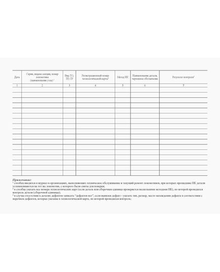 Журнал регистрации результатов НК деталей, имеющих порядковый номер (форма журнала НК.1). Приложение А к Распоряжению ОАО "РЖД" от 29.12.2020 № 2957/р (в ред. от 28.06.2022) (альбомный, прошитый, 100 страниц) - Локомотивы и локомотивное хозяйство, (ЦТ, ЦТР), Железнодорожный транспорт -  1