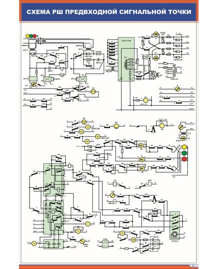 Схема РШ предвходной точки, формата А1 (600 х 900 мм, ламинированный, с пластиковым профилем и стальным крючком) - Автоматика и телемеханика на железнодорожном транспорте, (ЦШ), Железнодорожный транспорт -  1