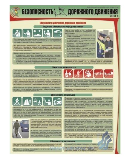Комплект плакатов: Безопасность дорожного движения, 3 штуки, формат А2, ламинированные - Автомобильный транспорт, Плакаты (различные типоразмеры) -  1