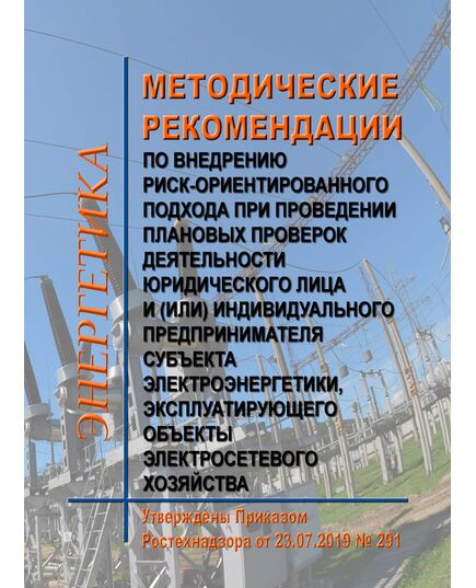 Методические рекомендации по внедрению риск-ориентированного подхода при проведении плановых проверок деятельности юридического лица и (или) индивидуального предпринимателя субъекта электроэнергетики, эксплуатирующего объекты электросетевого хозяйства. Утверждены Приказом Ростехнадзора от 23.07.2019 № 291 - Общие для различных объектов энергетики, Энергетика, Электробезопасность -  1