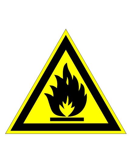 Пожароопасно. Легковоспламеняющиеся вещества (пластик) 250*250 мм - Предупреждающие знаки (W), Знаки безопасности (самоклейка, пластик, металл) -  1
