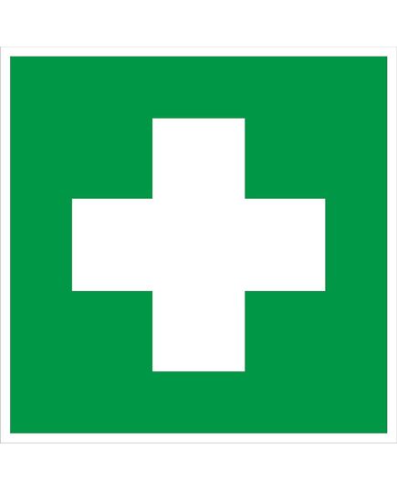 Аптечка первой медицинской помощи (самоклейка) 100*100 мм - Знаки медицинского и санитарного назначения (EC), Знаки безопасности (самоклейка, пластик, металл) -  1