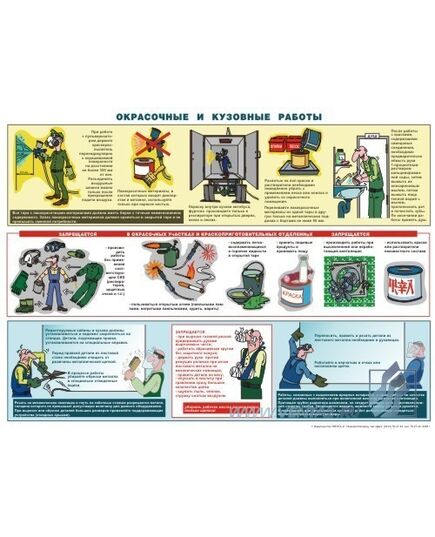 Плакат: Окрасочные и кузовные работы, 1 штука, формат А2, ламинированный - Автомобильный транспорт, Плакаты (различные типоразмеры) -  1